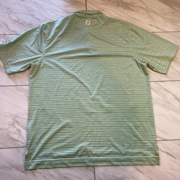 FootJoy Performance Golf Polo Green Gray Stripe Udder Course Stonewall XL - Picture 3 of 6